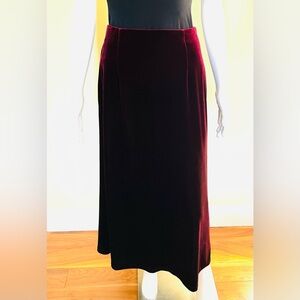Braemar dark redish burgundy velvet maxi skirt US M